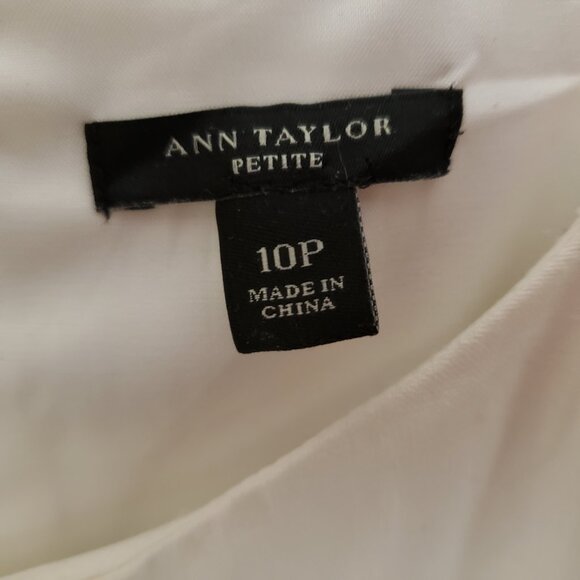 Ann Taylor 10P Sheath Dress White Linen Lace Trim Sleeveless Womens Knee Length - Picture 7 of 8